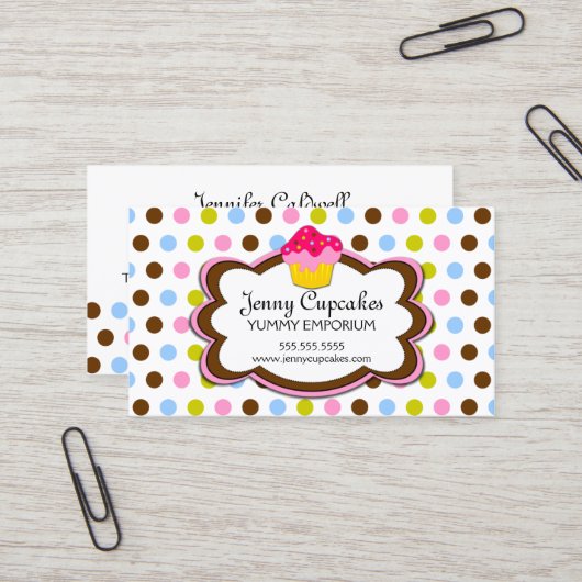 お洒落なカップケーキのベーカリー 名刺 (正面/裏面インサイチュ)