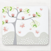 お洒落なカップケーキの木の蝶菓子の誕生日 マウスパッド (正面)