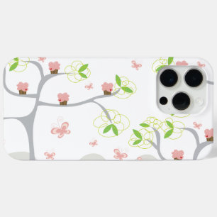 お洒落なカップケーキの木の蝶菓子の誕生日 iPhone 15 PRO MAXケース