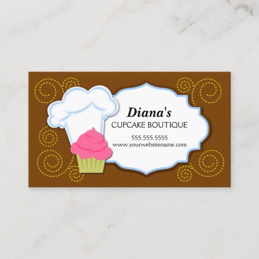 お洒落なカップケーキ及び渦巻のベーカリー 名刺 (正面)