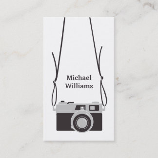 お洒落なカメラおよび吊り鎖のカメラマンの垂直 名刺