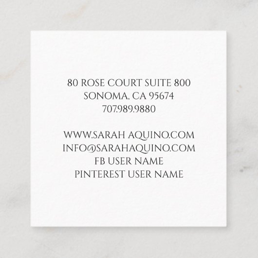 お洒落なキツネ及びカラスの児童図書の作家 スクエア名刺 (裏面)