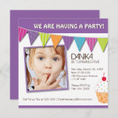 お洒落なキャンデーの誕生日のパーティの招待状 招待状 (正面/裏面)