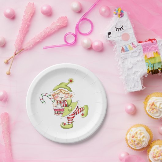 お洒落なクリスマスの小妖精や小人 ペーパープレート (パーティー)