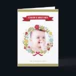 お洒落なクリスマスの花のリースの写真カード シーズンカード<br><div class="desc">お洒落なクリスマスの花のリースの写真カード</div>