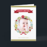 お洒落なクリスマスの花のリースの写真カード シーズンカード<br><div class="desc">お洒落なクリスマスの花のリースの写真カード</div>