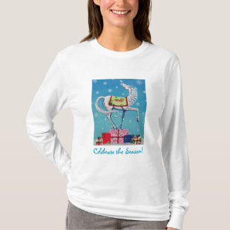 お洒落なクリスマスの馬の休日のワイシャツ Tシャツ
