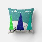お洒落なクリスマスツリーおよび猫の枕 クッション (裏面)