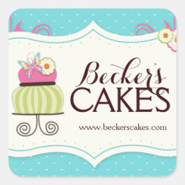 お洒落なケーキのベーカリーのステッカー スクエアシール
