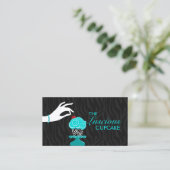 お洒落なシマウマのカップケーキのベーカリー 名刺 (スタンド正面)