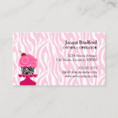 お洒落なシマウマのカップケーキのベーカリー 名刺 (裏面)