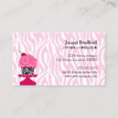 お洒落なシマウマのカップケーキのベーカリー 名刺 (裏面)