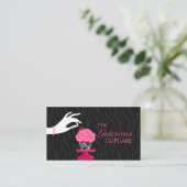 お洒落なシマウマのカップケーキのベーカリー 名刺 (スタンド正面)