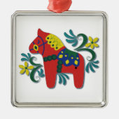 お洒落なスウェーデン人のDalaの馬のカラフル メタルオーナメント (正面)