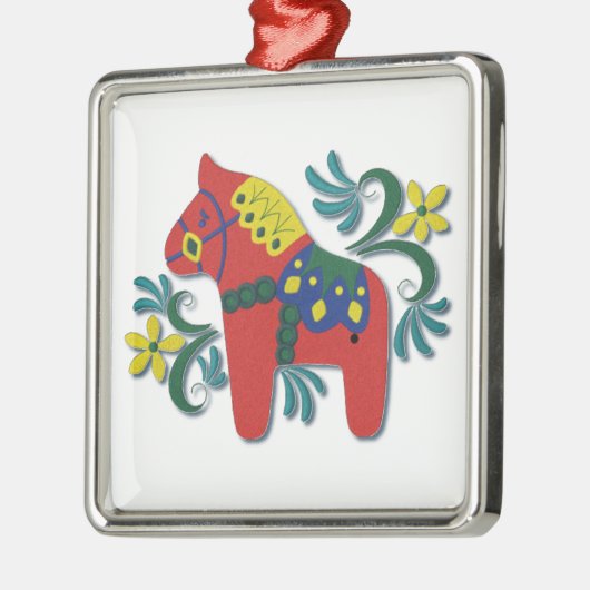 お洒落なスウェーデン人のDalaの馬のカラフル メタルオーナメント (左)
