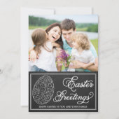 お洒落なタイポグラフィの黒板のイースター写真カード シーズンカード (正面)