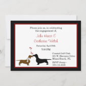 お洒落なダックスフントの婚約パーティの招待状 招待状 (正面)