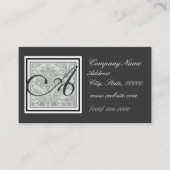 お洒落なダマスク織のデザインのモノグラムの名刺 名刺 (正面)