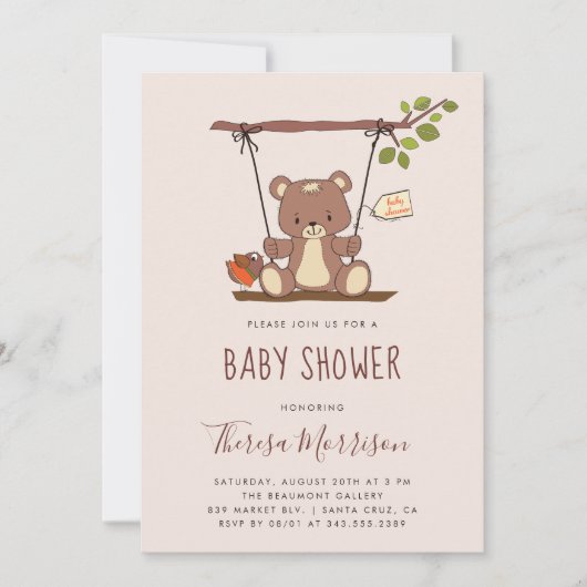 お洒落なテディー・ベアのベビーシャワーの招待状 招待状 (正面)