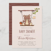 お洒落なテディー・ベアのベビーシャワーの招待状 招待状 (正面/裏面)