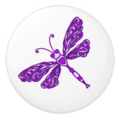 お洒落なトンボの紫色のインクをしみ込ませられた芸術のドアノブ セラミックノブ (正面)