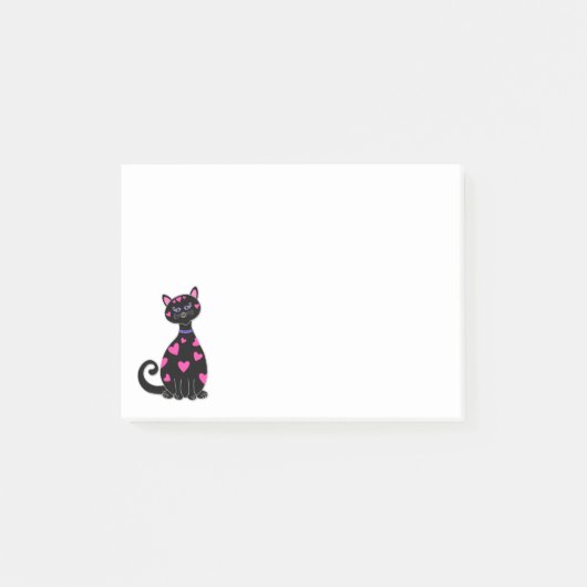 お洒落なハート猫 ポストイット (正面)