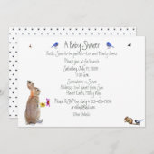 お洒落なバニーのベビーシャワー: 招待状 (正面/裏面)