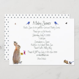 お洒落なバニーのベビーシャワー: 招待状