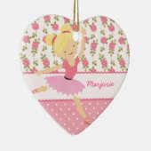お洒落なバレリーナの花のピンクのガーリーなパーソナライズ セラミックオーナメント (右)