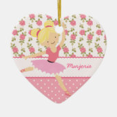 お洒落なバレリーナの花のピンクのガーリーなパーソナライズ セラミックオーナメント (正面)