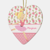 お洒落なバレリーナの花のピンクのガーリーなパーソナライズ セラミックオーナメント (左)