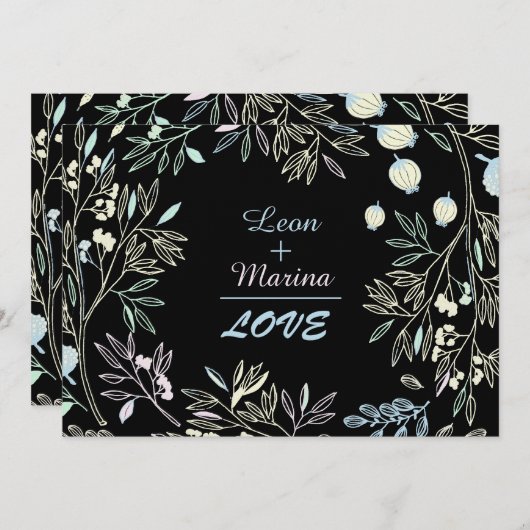 お洒落なパステル調の数学の庭園の結婚式の招待状 招待状 (正面/裏面)