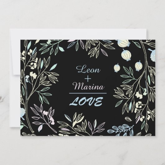 お洒落なパステル調の数学の庭園の結婚式の招待状 招待状 (正面)