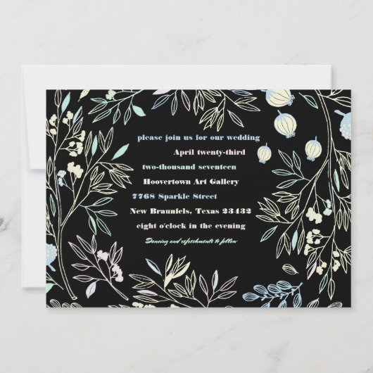 お洒落なパステル調の数学の庭園の結婚式の招待状 招待状 (裏面)