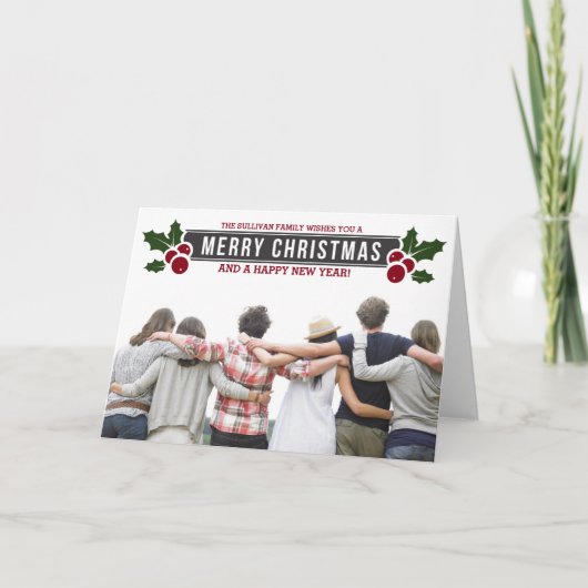 お洒落なヒイラギの休日の写真の挨拶状 シーズンカード (正面)