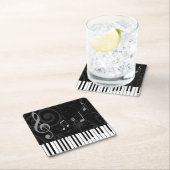 お洒落なピアノおよび音符 スクエアペーパーコースター (インサイチュ)