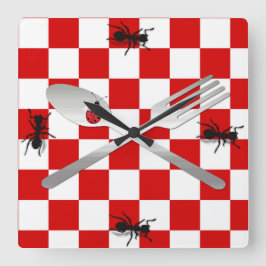 お洒落なピクニック台所柱時計 スクエア壁時計