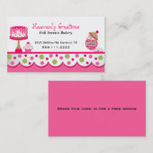 お洒落なピンクおよび緑のベーカリーの名刺 名刺 (正面/裏面)