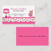 お洒落なピンクおよび緑のベーカリーの名刺 名刺 (正面/裏面)