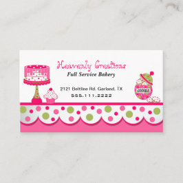 お洒落なピンクおよび緑のベーカリーの名刺 名刺