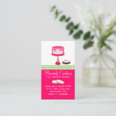 お洒落なピンクおよび緑のベーカリーの名刺 名刺 (スタンド正面)