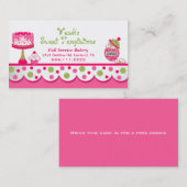 お洒落なピンクおよび緑のベーカリーの名刺 名刺 (正面/裏面)