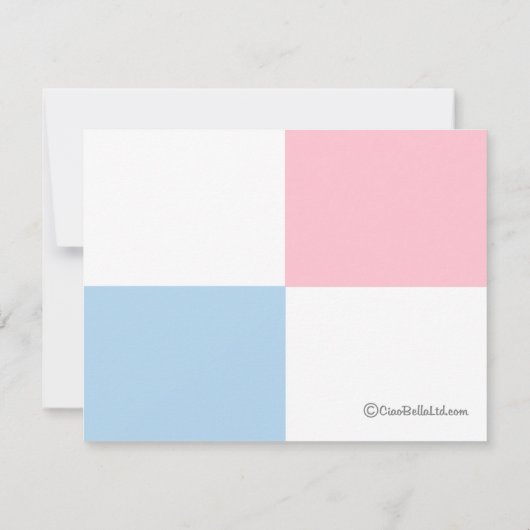 お洒落なピンクおよび青色児のシャワーの招待状 招待状 (裏面)