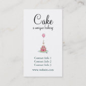 お洒落なピンクのケーキの気球及びカップケーキ 名刺 (裏面)