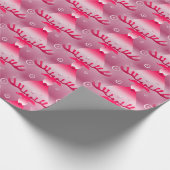 お洒落なピンクのトナカイのクリスマスパターン ラッピングペーパー (角)