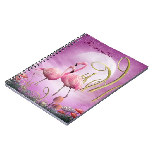 お洒落なピンクのフラミンゴのパーソナライズなノート ノートブック (左側)
