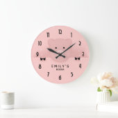 お洒落なピンクのブタのかわいい家畜 ラージ壁時計 (ホーム)