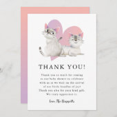 お洒落なピンクの子ネコはベビーシャワーを結び付けます サンキューカード (正面/裏面)
