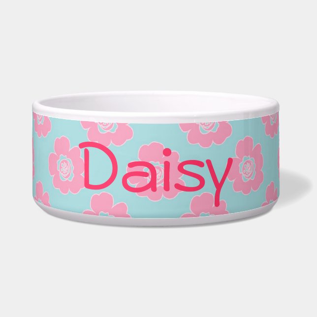 お洒落なピンクの花 ボウル (正面)