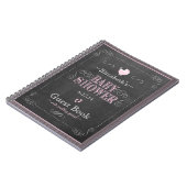 お洒落なピンクの黒板のベビーシャワーのゲストブック ノートブック (左側)